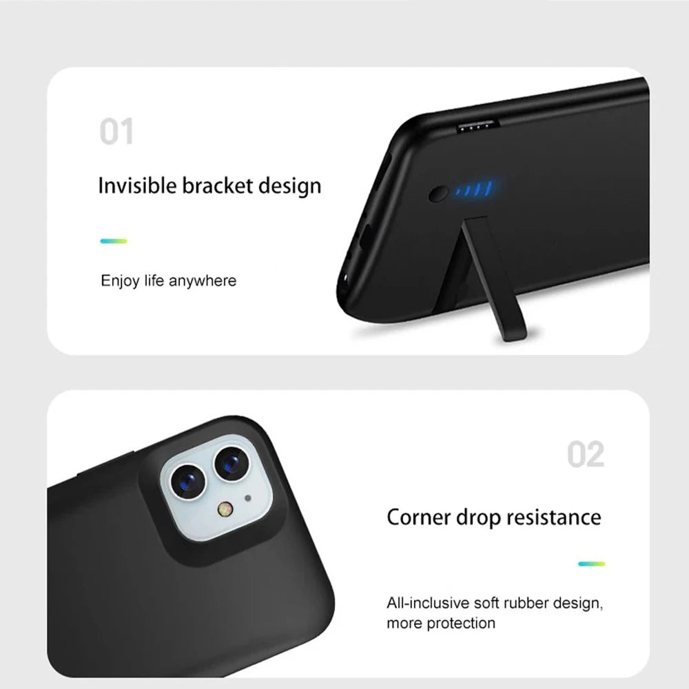 10000mAh Battery Charger Case Powerbank For IPhone 6 7 8 SE X XS XR 11 12 13 14 15 16 pro Backup External Phone Charging Case