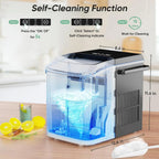 Portable Countertop Ice Maker, 26lbs/24H, 9 Cubes in 6 Mins, Self-Cleaning, Quiet for Home Kitchen RV Camping