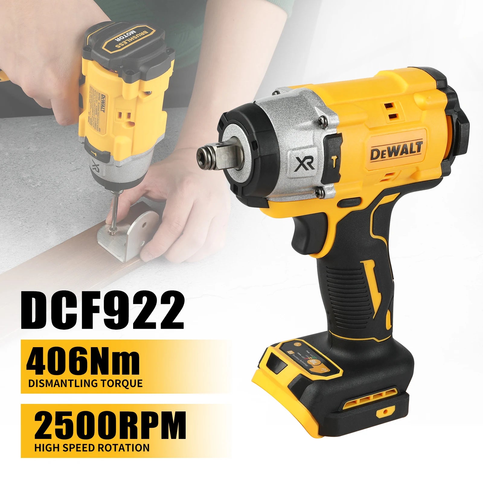 DeWalt 20V MAX XR Brushless 2-Tool Combo Kit DCF922 1/2" Impact Wrench DCF887 1/4" Impact Driver with Storage Bag