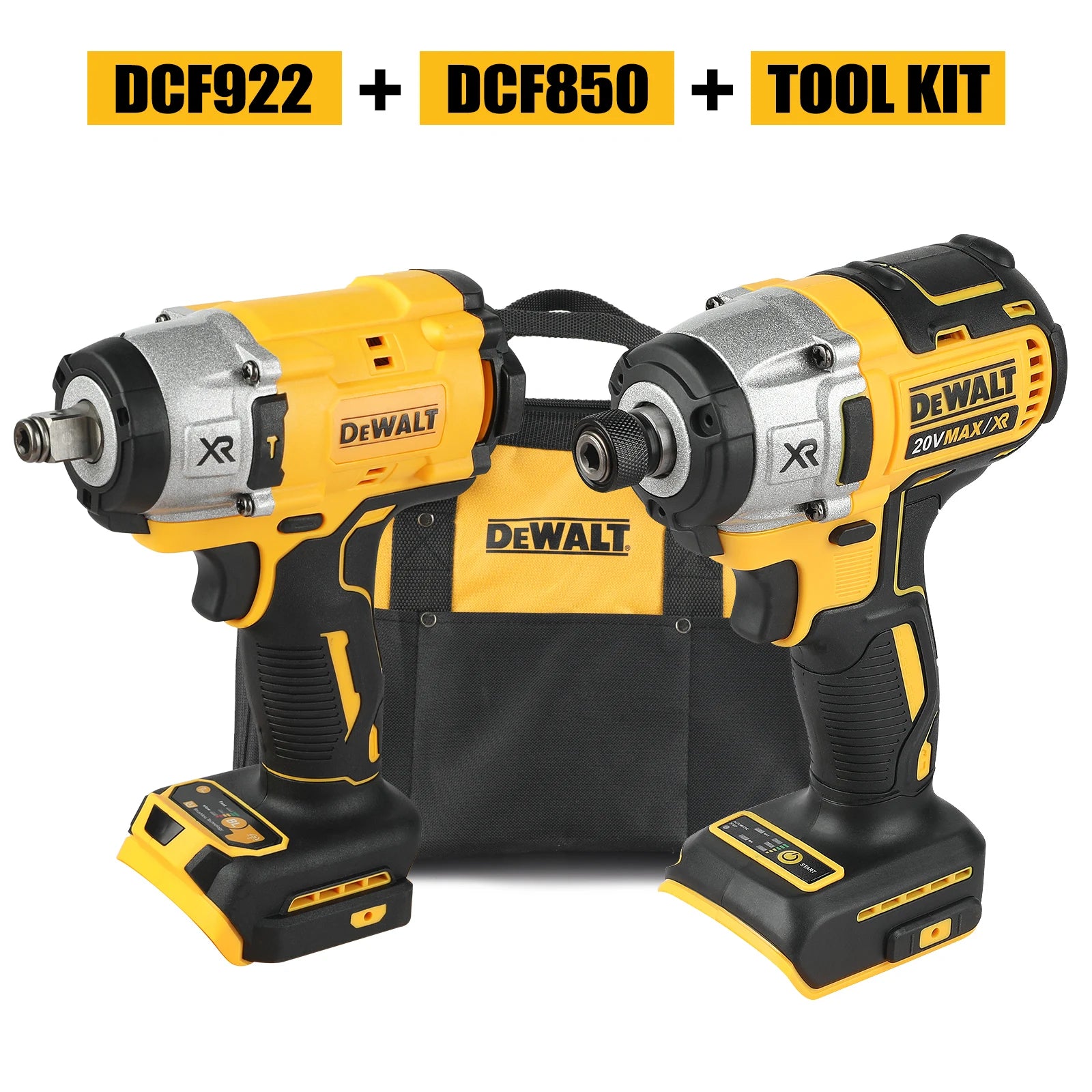 DeWalt 20V MAX XR Brushless 2-Tool Combo Kit DCF922 1/2" Impact Wrench DCF887 1/4" Impact Driver with Storage Bag