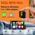 2026 NEW Upgraded Wired To Wireless Carplay Android Auto 2In1 Adapter Car Gadget Smart Box Plug and Play 5Ghz Wifi Fast Connect