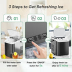 Portable Countertop Ice Maker, 26lbs/24H, 9 Cubes in 6 Mins, Self-Cleaning, Quiet for Home Kitchen RV Camping