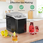 Portable Countertop Ice Maker, 26lbs/24H, 9 Cubes in 6 Mins, Self-Cleaning, Quiet for Home Kitchen RV Camping